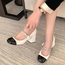 Summer Shoe Woman 2024 High Heels Luxury Shoes Women Mary Janes Pumps Square Toe Leather Sandals Black White Patchwork 39